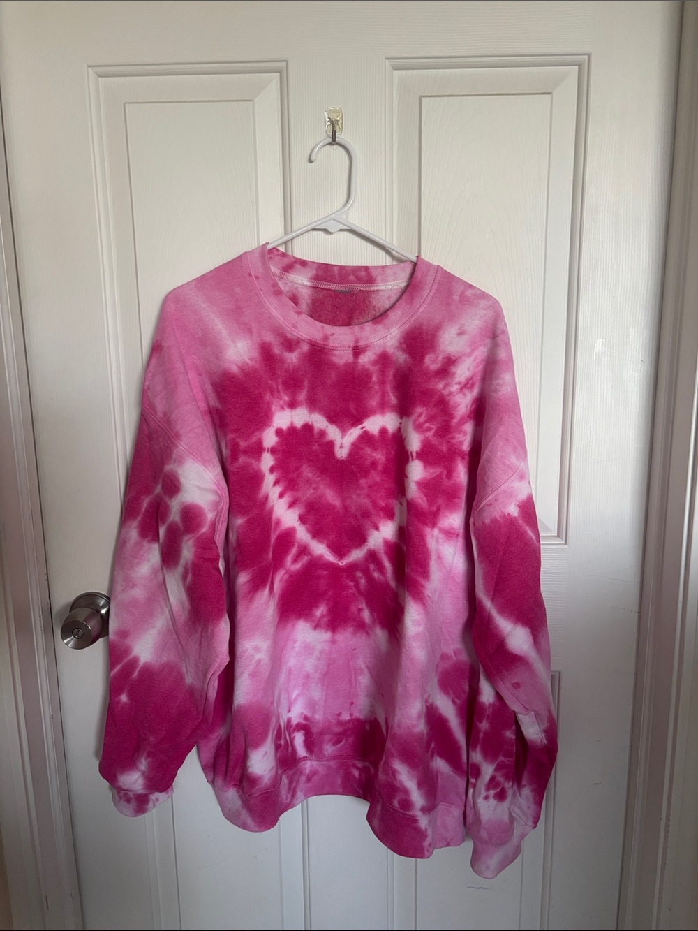 Urban Outfitters Oversized Pink Tie-Dye Heart Crewneck Sweatshirt
